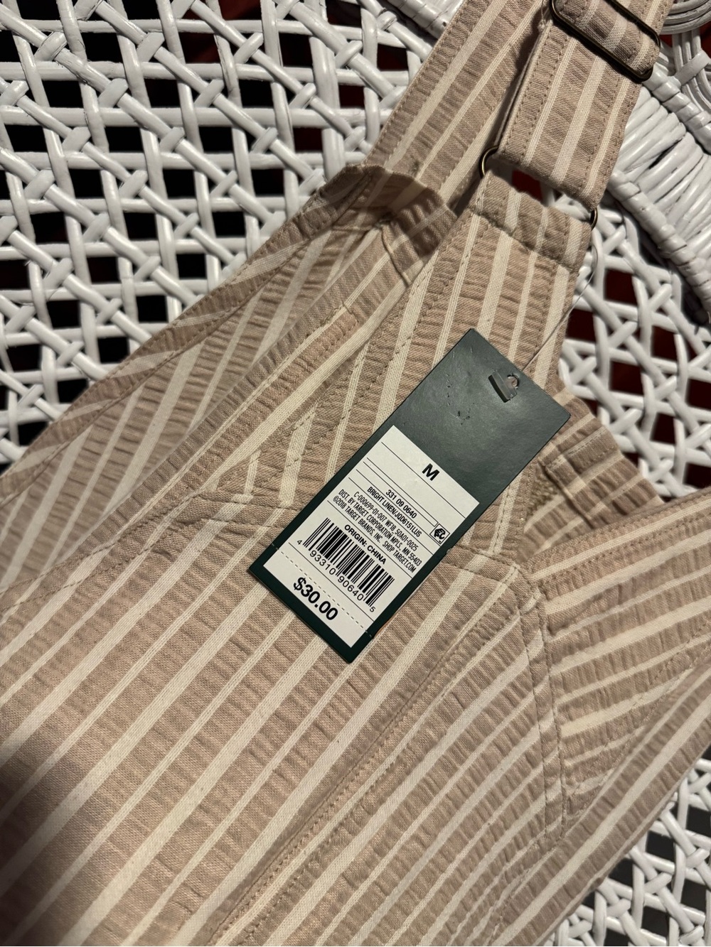 Wild Fable Beige Striped Cotton Overalls - Picture 9 of 11